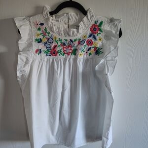 Crown & Ivy White Blouse with Ruffles